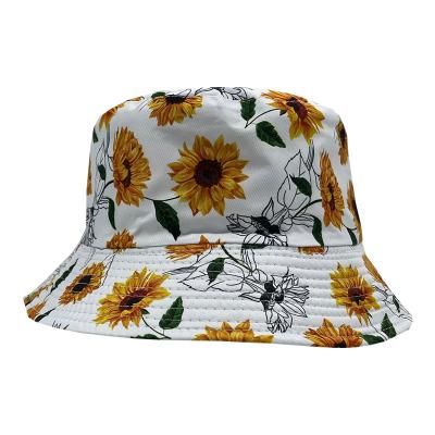 China Fashion Print Sunflower Shading Bucket Hats Bulk Hat Bucket Hats for sale