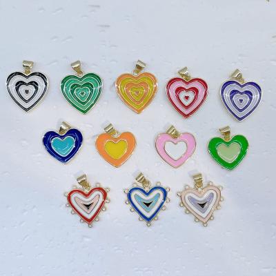 China Non Tarnish High Quality Drip Oil Enamel Colorful Hear Love Pendant Necklace Charms For Earrings Bracelet Jewelry Making DIY for sale