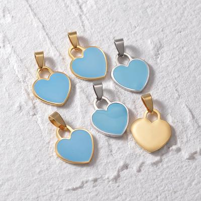 China Non Tarnish Custom Logo Necklace 18K Gold Plated Heart Enamel Drop Oil Drop Necklace Pendants Charms Accessories for sale