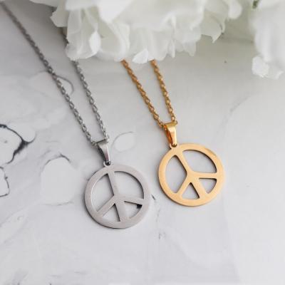 China Non Tarnish Tasty Anti Nuclear War Necklace 18k Gold Plated Anti War Peace Signs Charm Pendant Necklace Gift for sale