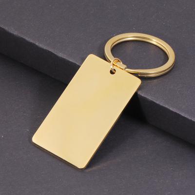 China Non Tarnish Custom Engraved Mirror Polish Mirror Bar Keychain Blank Rectangle Stainless Steel DIY Key Chain Tags for sale