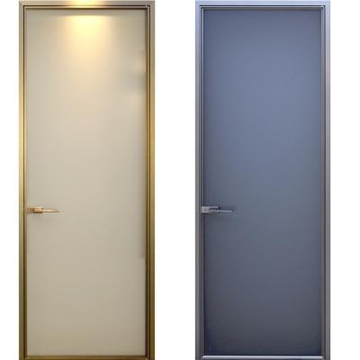 China Coral Sea Waterproof Italian Extremely Narrow Border Enamel Copper Wire Glass Door Aluminum Alloy Toilet Gold Door for sale