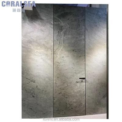 China Italian Imported High End Invisible Wall Integrated Door Sound Insulation Stone And Rock Stone Villa Bedroom Door Custom for sale