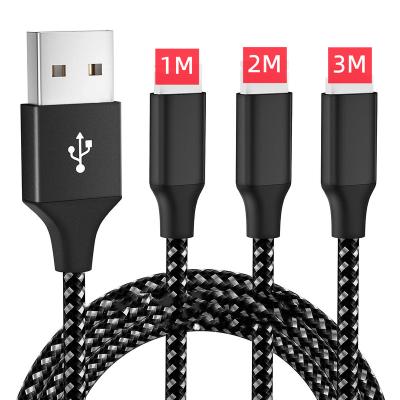 China Nylon Braided+Aluminum Alloy 3FT 6FT 10FT Durable 2.4A Nylon Woven Braided Pure Copper USB Fast Charger Cord For iPhone Knitted Charging Data Cable 1M 2M 3M for sale