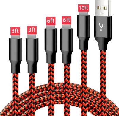 China Nylon Braided+Aluminum Alloy For iPhone USB Charger Nylon Braided Cable , Gray Color 2.4A Nylon Braided Fast Charging Cable 10ft 3ft 6ft For iPhone USB Cable for sale