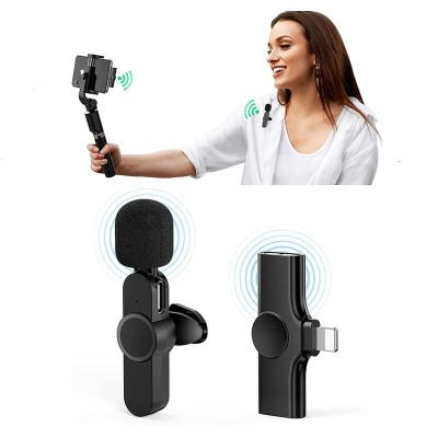 China Portable Microphone Professional Mobile Phone Conference Clip On Wireless Lavalier Microphone For iPhone Wireless Mic Recording with YouTube Facebook Vlog TikTok for sale