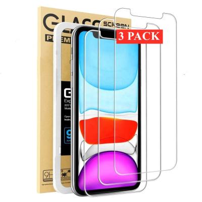 China 99% Clear For iPhone 11 12 13 pro Max Screen Protector Tempered Glass With Installation View 3 Pack 2 Pack 2.5D 9H Crystal Glass Film for sale