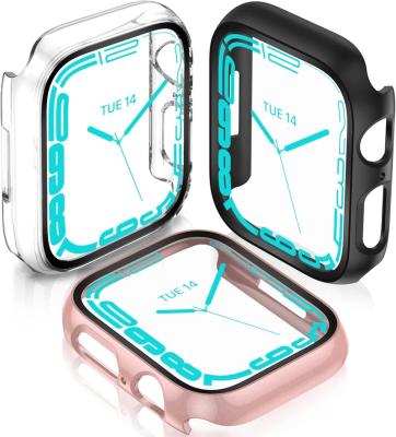 China 99% Transparent PC Bumper Bubble Free All In One Case 360 ​​45mm 41mm 44mm 40mm 42mm Protector With Screen Protector For iWatch 7 Case 6 5 4 for sale