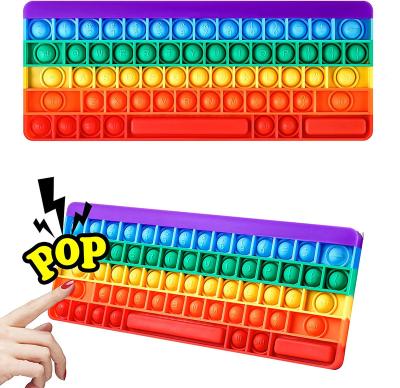 China Trigger Keyboard Shape Push Noises Stir Toy Rainbow Decompression Sensory Push Bubble Trigger Noises Stir Game Toy For Kids for sale