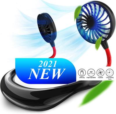 China Hands-Free Neck Hanging 2022 USB Rechargeable Battery Powered USB Rechargeable Neck Band Fan Air Cooler Bladeless Sports Neck Band Portable Hanging Neck Fan for sale