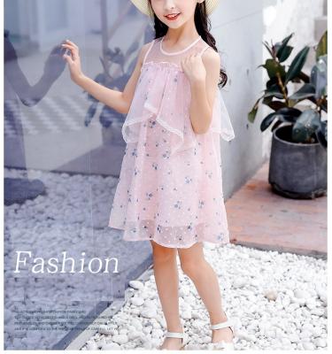 China 2021 Wholesale Summer Girls Party Dresses High Quality Baby Lace Dresses Anti-static Chiffon Casual Girls' Fashion Clothes for sale