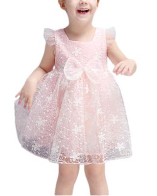 China SummerLace sweetly cute anti-static pattern 2021 new princess baby dress dresses wedding light fashion show girls bow dresses apparels for sale