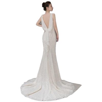 China High-end fishtail thin fishtail dress wedding light strap host show host birthday party dress new socialite banquet anti-static temperament for sale