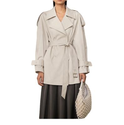 China QUICK DRY Women's Spring Midi Length Wind Coat With Waist Belt for sale