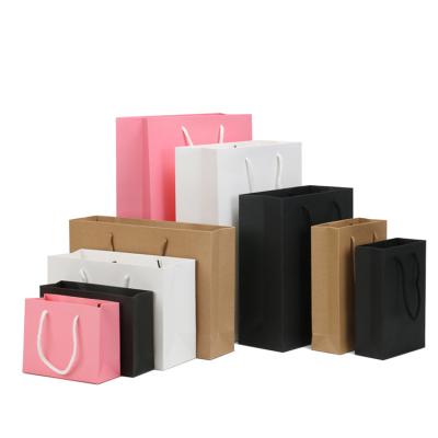 China Wholesale Cheap Recyclable Gift Handbags With Logo Kraft Paper Gift Bag Small Rose Gold For Delivery for sale