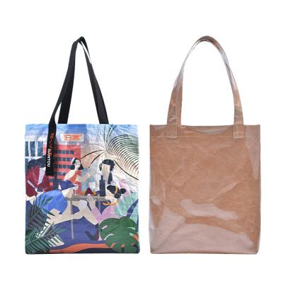 China Promotional Unique Eco-friendly Eco-friendly Customized Printed Waterproof Dupont Tyvek Paper Tote Bag With Handles for sale