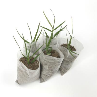 China Bio Degradable Biodegradable Non Woven Fabrics Growing Plant Pot Nursery White Bag for sale