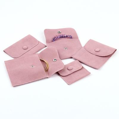 China Eco-friendly Custom Printed Suede Envelope Rose Jewelry Pouch And Gift Packaging Bag With Button for sale