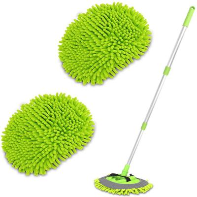 China Durable Chenille Microfiber Waxing Polishing Broom For Car Wash With Water Aluminum Handle Cleaning Broom for sale