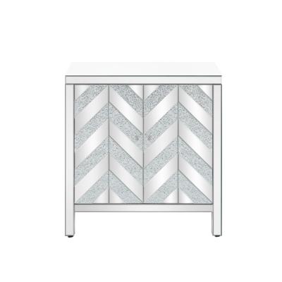 China Glass mirror Storage Cabinet with Mirror Trim and M Shape Design, Silver,for Living Room, Dining Room for sale