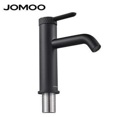 China JOMOO Modern Silicone Matte Black Lavatory Basin Mixer Brass Taps Hot Cold Water Bathroom Sink Faucet for sale