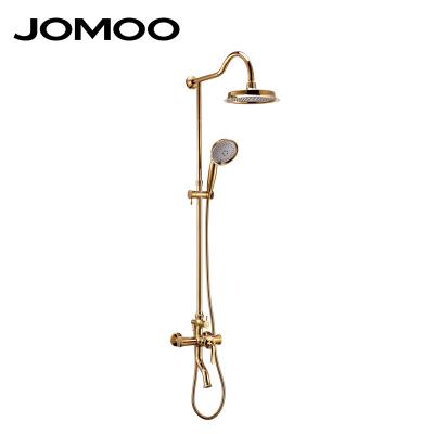 China JOMOO 5 Function Modern Gold Shower Flange High End ABS And Brass Bathroom Rain Shower for sale