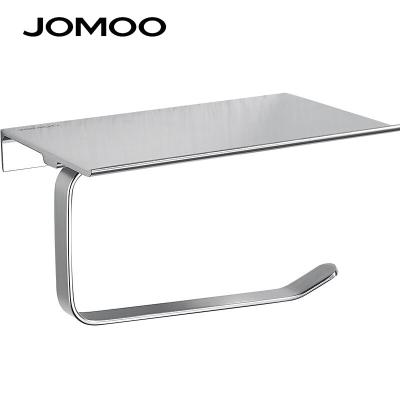 China JOMOO Modern Wall Mounted Tissue Rack Aluminum Alloy Paper Roll Holder Bathroom Paper Towel Rack With Shelf for sale