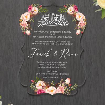 China Customized Clear Acrylic Anniversary Wedding Invitations Personalize Craft Card UV Printing Acrylic Sheet for sale