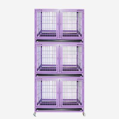 China Hot Sale Breathable Wholesale Double Doors Manufacturer High Quality Metal Dog Cage With Wheels for sale