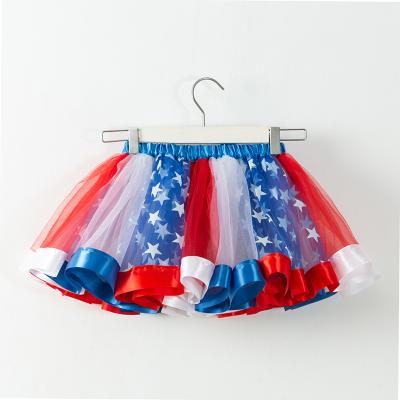 China Professional Manufacturer Breathable Baby Kids Clothes 4th July Flag Tulle Toddler Tutu Skirts Fluffy For Girls for sale