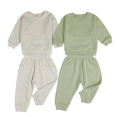 China Hot Sale Breathable Autumn Plain Kids Clothes Little Boys Girls Toddler Baby 2 Piece Sets for sale