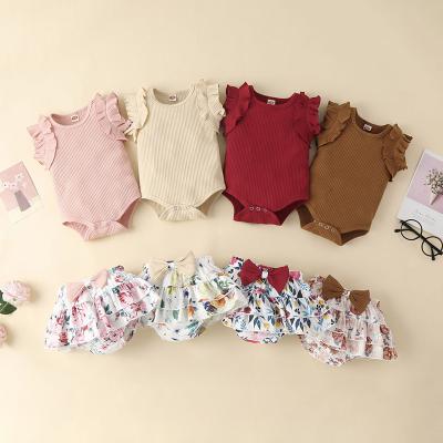 China 2022 summer clothing boutique children's clothing comfortable breathable beehive candy grower sleeve babies sets for 1year baby for sale