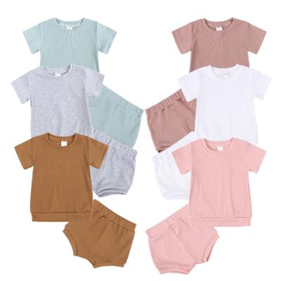 China Wholesales Breathable Toddler Kids Clothes Ribbed 100% Cotton Sleepwear Set For Babies Boys for sale