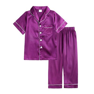 China 2022 New Arrival Breathable Kids Clothes OEM Imitated Silk Fabric Girls Satin Terno Nightgown Pajamas Pants Sets Sleepwear For Kids for sale