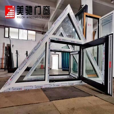 China Magnetic Tilt And Turn Windows Best Double Screen Quality Soundproof Aluminum Stained Glass Windows With Triangle Windows for sale