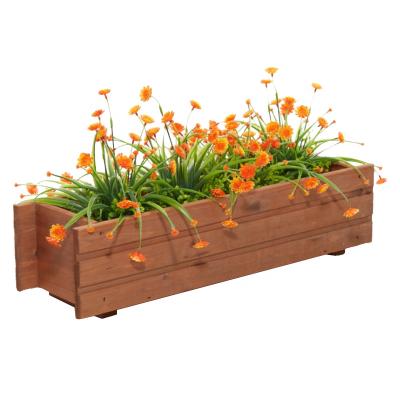 China Durable Planter Wooden Bleached Rectangular Succulents Flower Planter Box for sale