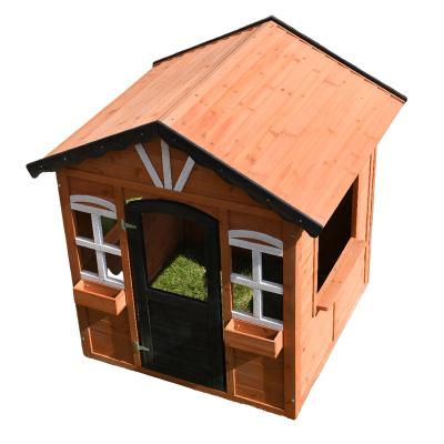 China Outdoor Decoration Easily Assembled Wooden Kids Playhouse Backyard In Natural for sale