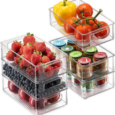 China Clear Multifunctional Plastic Refrigerator Stackable Pantry Cabinet, Freezer Food Storage Box, Organization for Fruit, Snacks, Pasta for sale