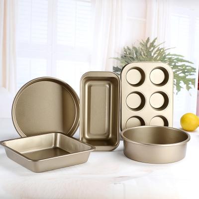 China Sustainable Heavy Duty Professional Kitchen Molds Baking Tray Set Home Chef Gold Cooking Baking Set for sale