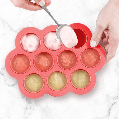 China Clear Multifunctional Silicone Baby Food Freezer Tray with Removable Lid, Storage Container for Homemade Baby Food, Vegetable Fruit Puress for sale