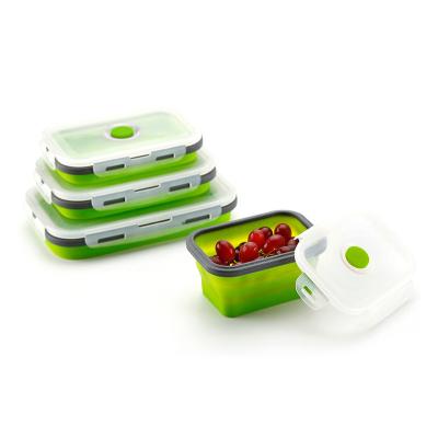 China Collapsible and Leak-proof Silicone Collapsible Bento Lunch Box Storage Containers Food Space Saving Freshness Preservation for sale