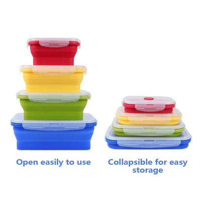 China Food Free Storage Safe Foldable Silicone Dishwasher Freshness Preservation BPA Microwave Bin Design Easy Cleaning Slim Box for sale