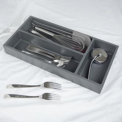 China New 2021 Modern Kitchen Fork and Spoon Drawer Storage and Organization, Custom Logo Design Silver Kitchen Cutlery Tableware Tray for sale