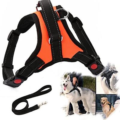 China DETACHED No Obstruction Front Lead Dog Reflective Harness Adjustable Soft Padded Pet Vest With Easy Control Handle for sale