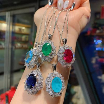 China European and American new vintage hot sale pendant necklace shape Dan style treasure color simulation retro style main stone 10X14 for sale