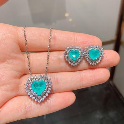 China European And American Vintage Neon Green Neon Green Earrings Paraiba Pattern Treasure Color Fashion Internet Celebrity Pendant Stone 8X8 10X10 for sale