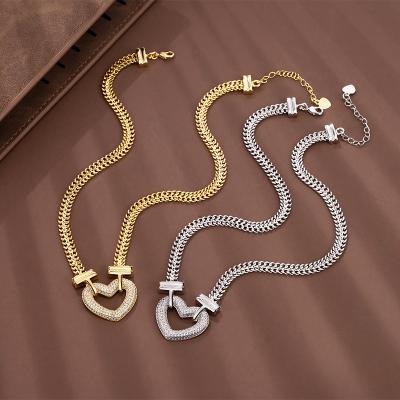 China European and American articles of the Central Institute of Statistics wild simple cold wind of the fishing heart necklace chain vintage hip hop tide in the summer candy female niche for sale