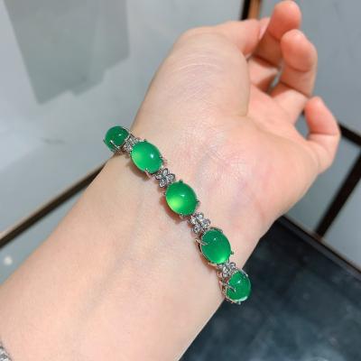 China Wholesale Butterfly Diamond Jade Bracelet Ladies Gift Jewelry Emerald Green Fluorescent Dan Shaped Bangle Vintage Chalcedony for sale