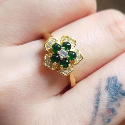 China Other Natural Jasper Flower Opening Adjustable Ring Charm Chinese Romantic Light Luxury Women's Retro Brand Jewelry for sale