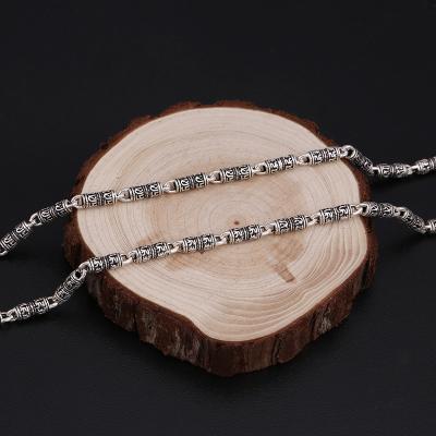 China Fashionable adjustable Chinese creative silver men's retro necklace and thick six-character simple incantation pattern accessories for sale